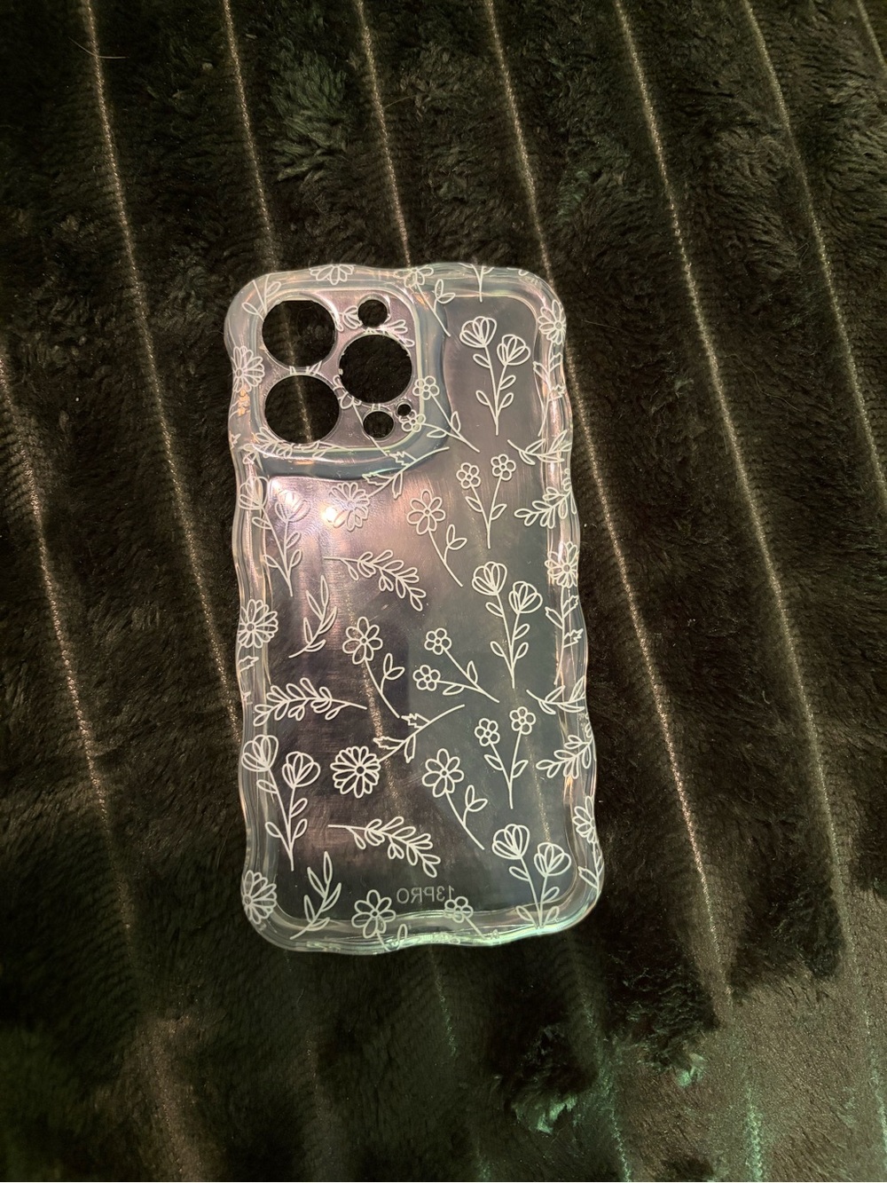 NWOT iPhone 13 Pro Clear Floral iPhone Case with White Flower Pattern